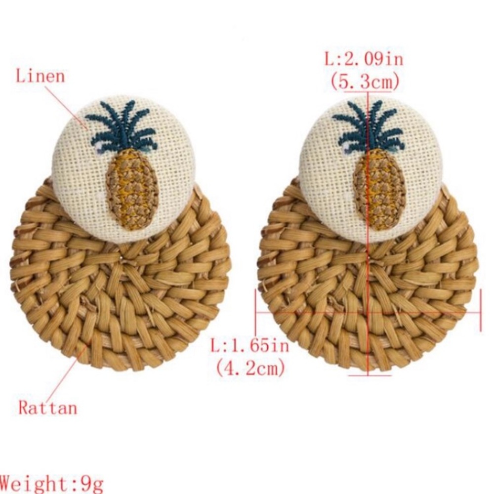 Pineapple Rattan Earrings - Picture 3 of 4